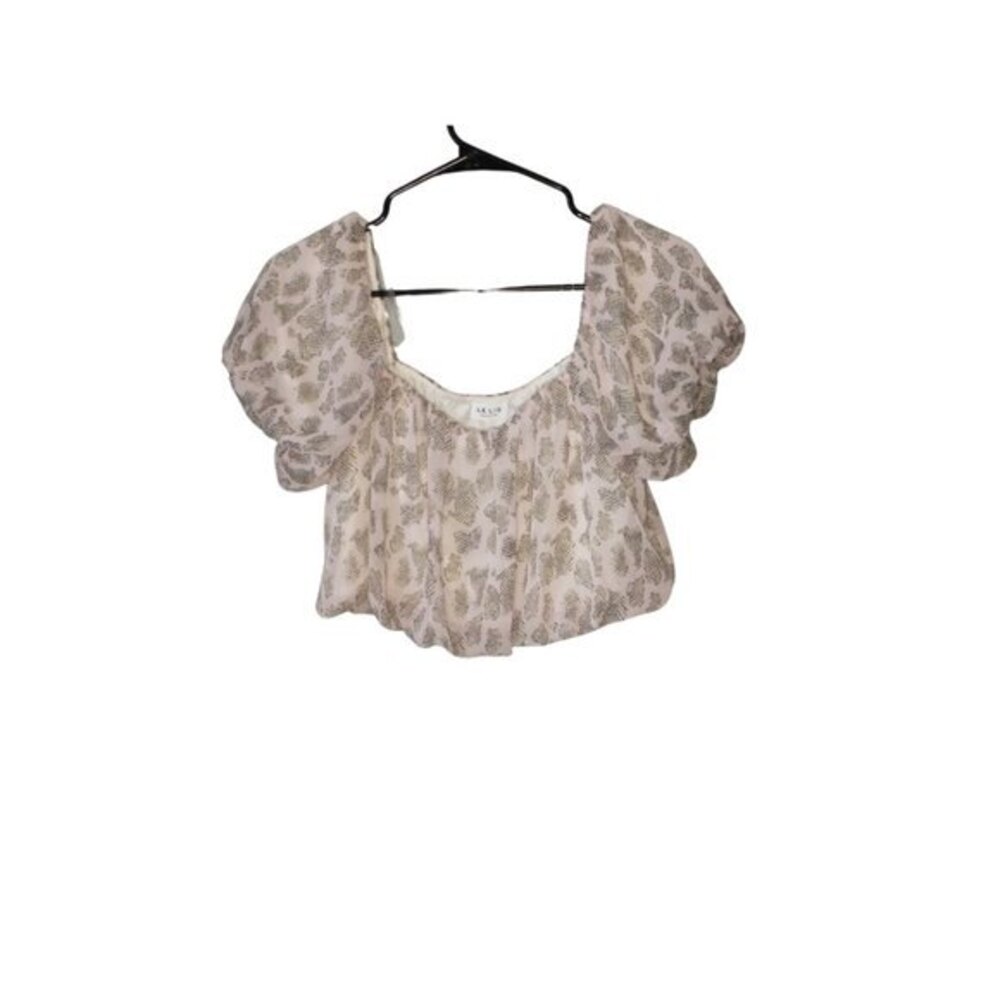 Le Lis Puff Sleeve Crop Top Sheer Floral purple Y2K Cottagecore Small